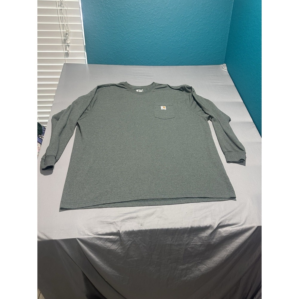 Carhartt Men's Long Sleeve Greenish Gray Heavy Weight Loose Fit Shirt 4X